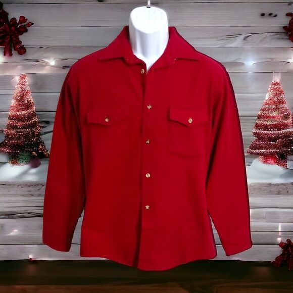 Vintage Sugarbush Chamois Shirt M Mens Red Flannel USA 70s 80s Button Front - Picture 8 of 14